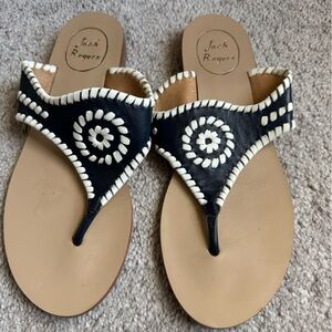 Jack Rogers Navy and White Sandals